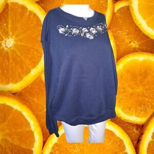Hasting & Smith Grandma Chic Blue with Flowers Sweatshirt Size XL‎